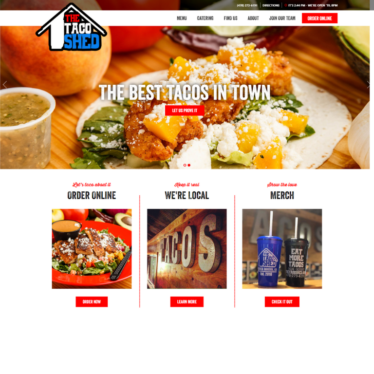 taco shed, warner robins, custom website, website development