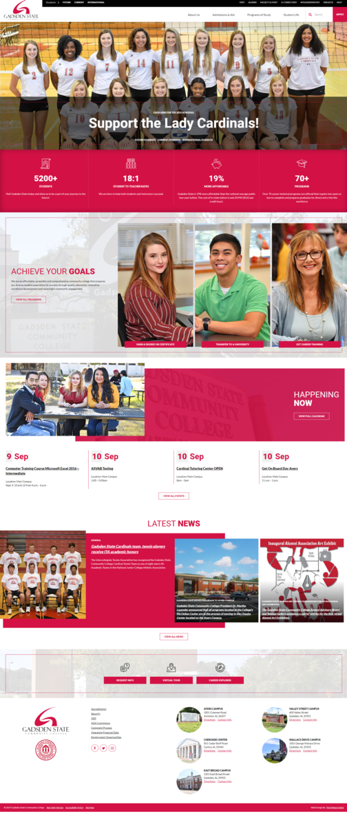 gadsden state, gscc, third wave digital, website, custom development