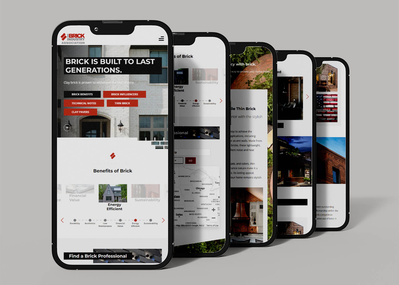 Responsive mobile website design for brick manufacturer.