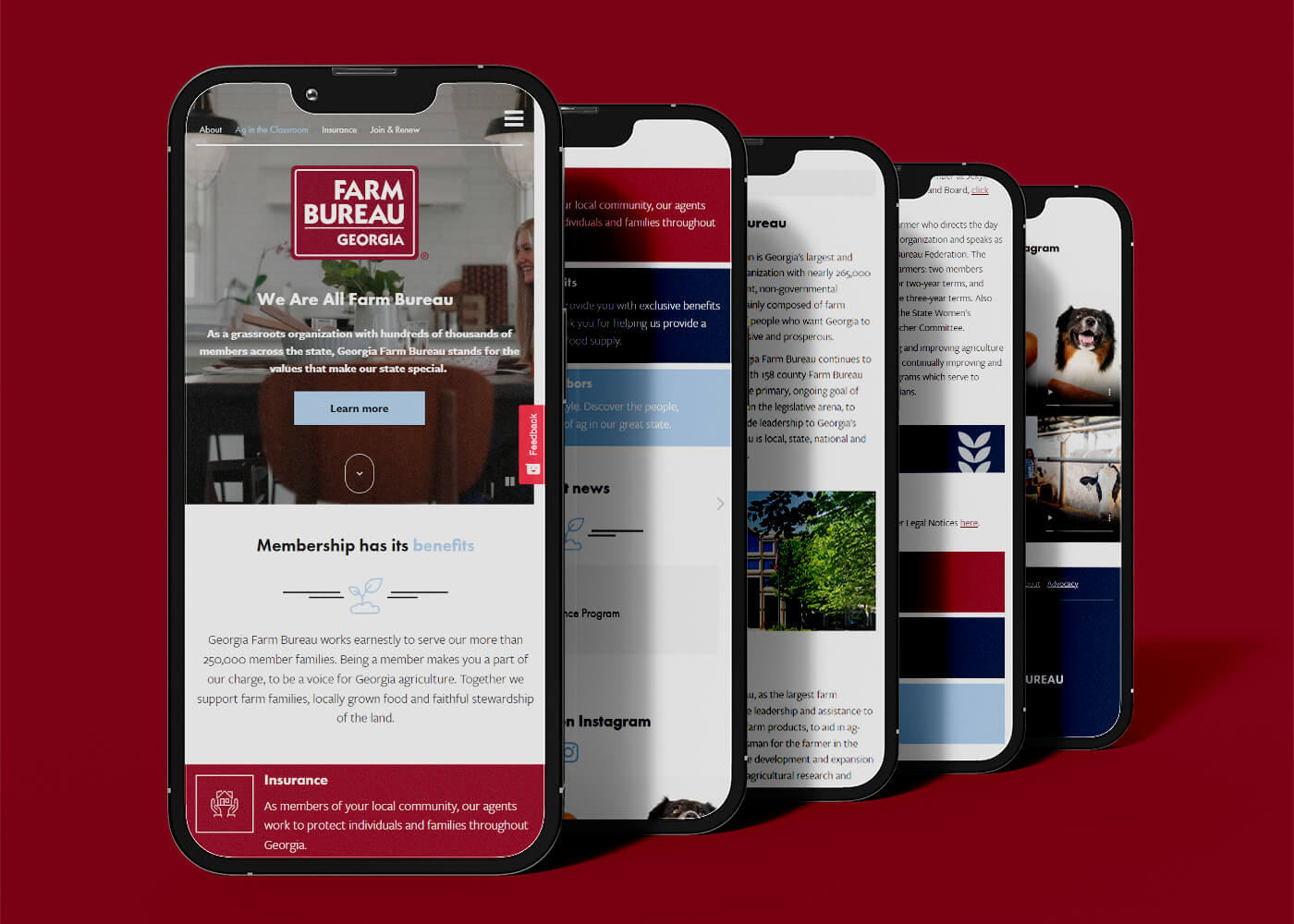 Responsive mobile website design for farm bureau federation.