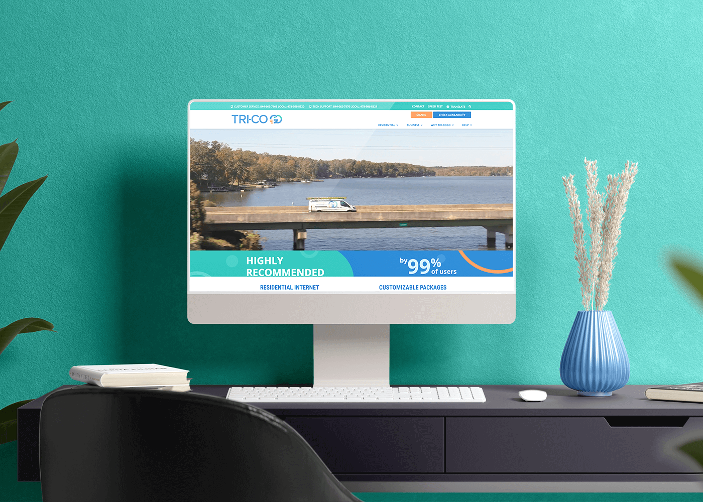 Desktop monitor displaying Tri-Co Go Health homepage