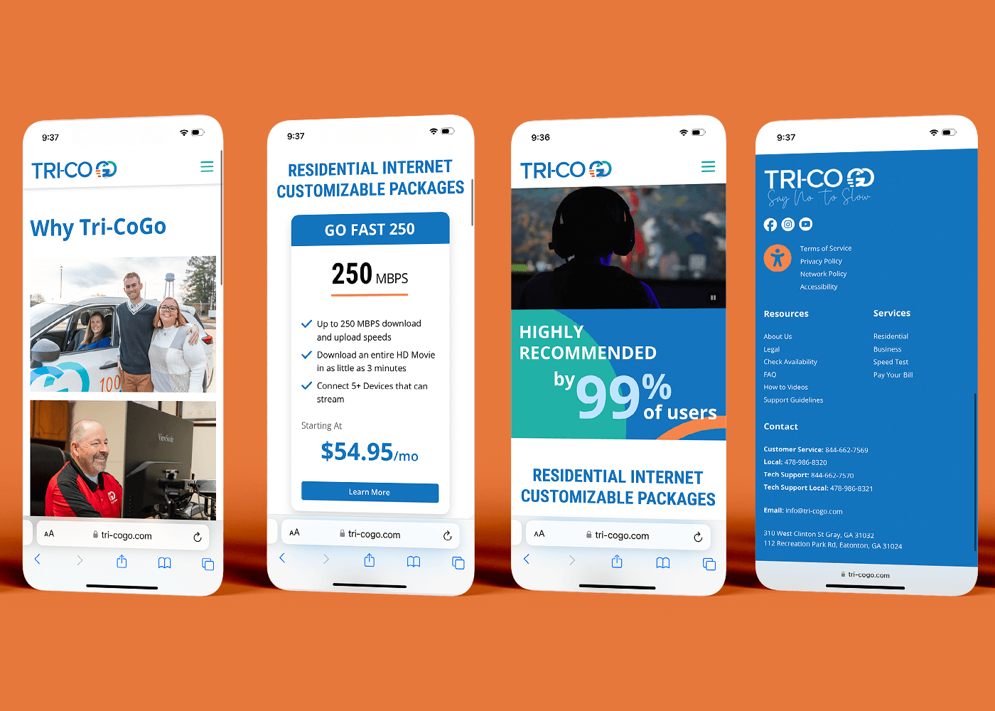 Mobile phone showcasing Tri-Co Go website