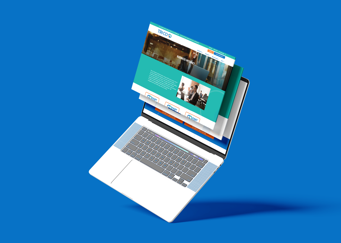 Laptop screen graphic showcasing Tri-Co Go website