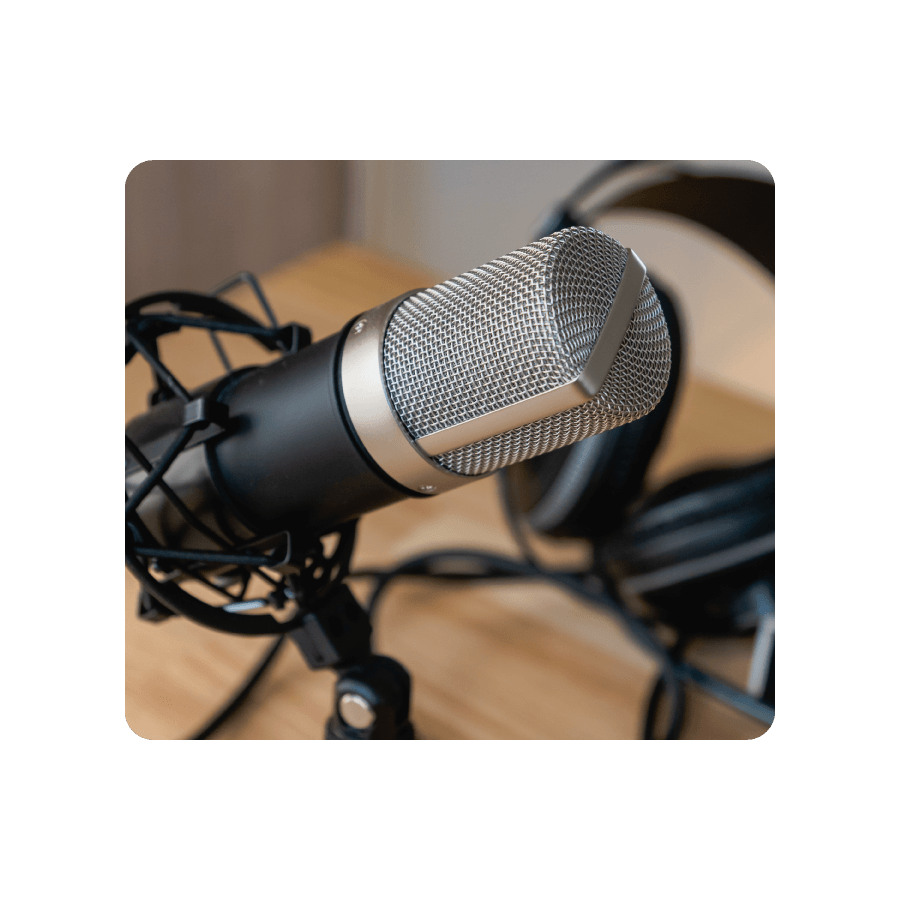 microphone next to headphones 