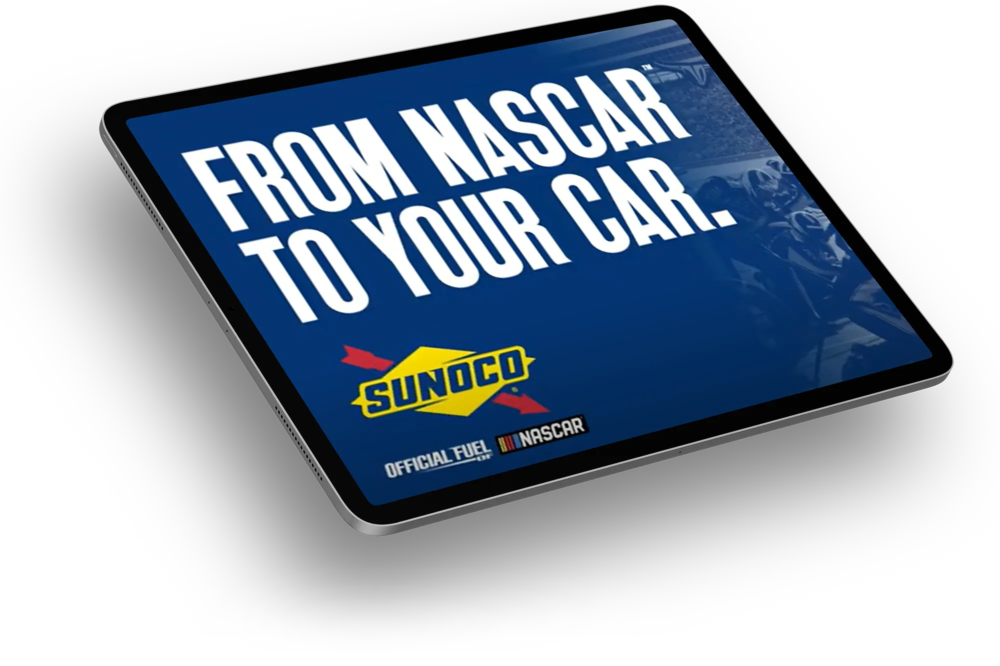Tablet displaying Sunoco ad
